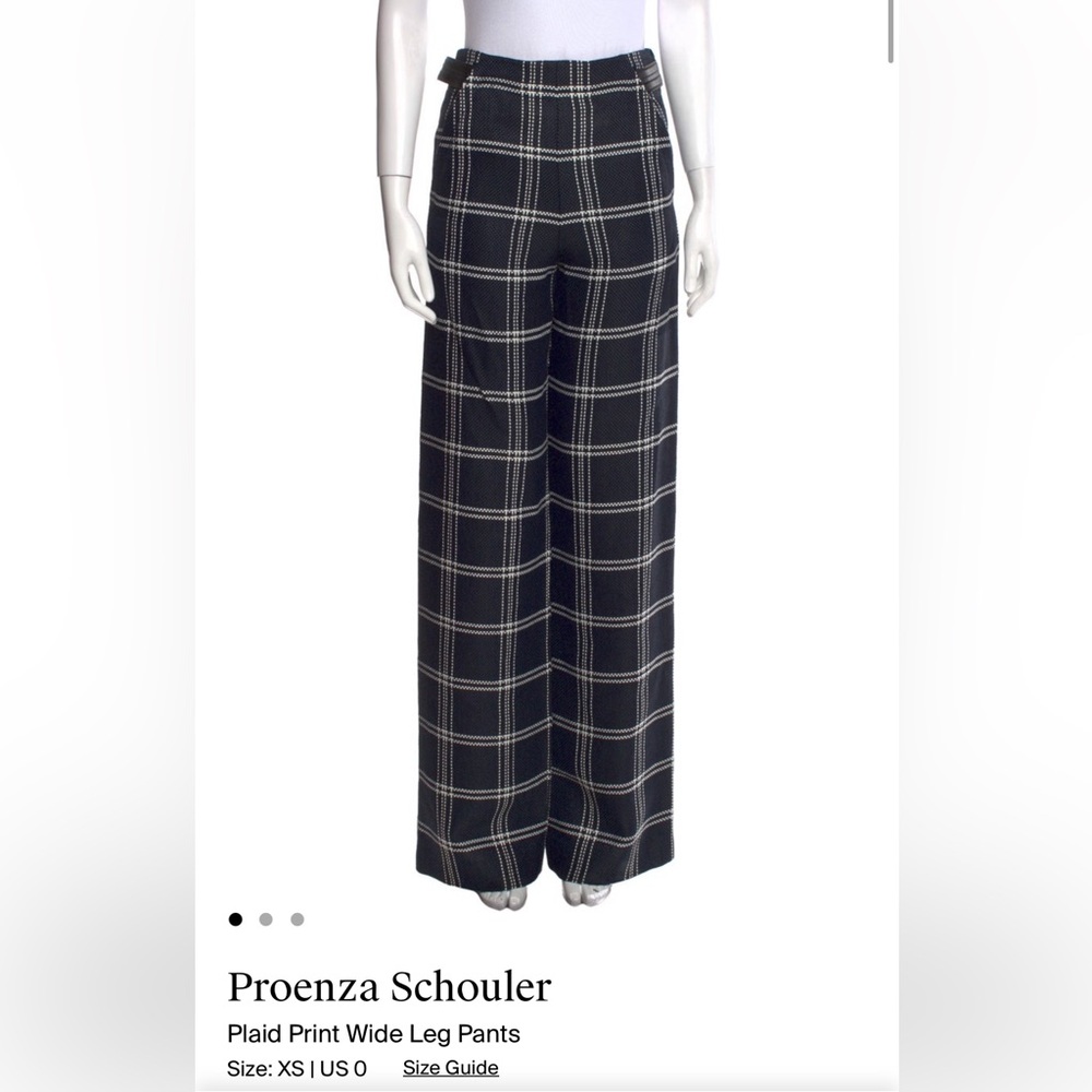 Proenza Schouler Black Plaid Wide Leg Pants
